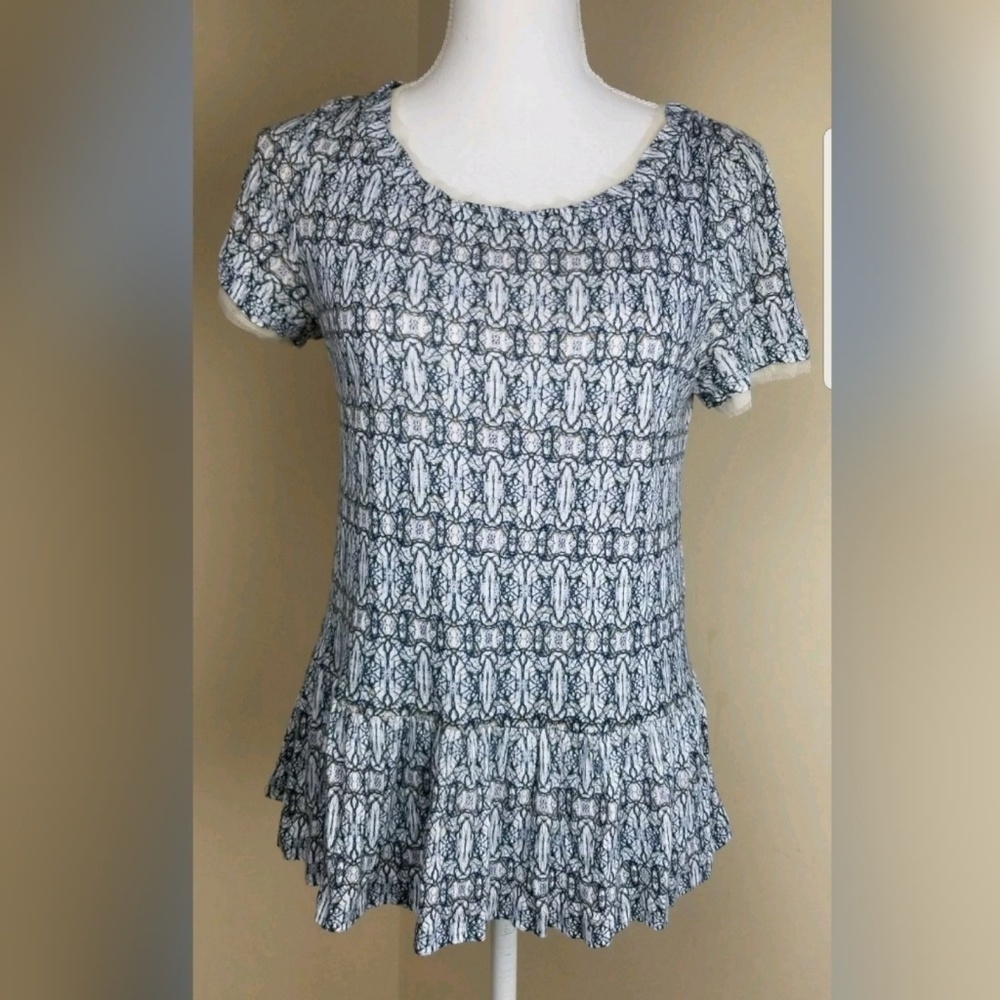 Sold: Meadow Rue Peplum Tee Shirt S Blue - Picture 2 of 8